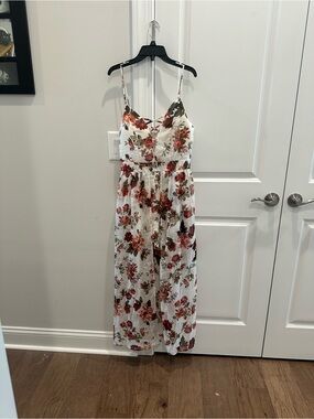 Ambiance White Floral Romper with Maxi Skirt